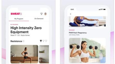 Tablet displaying gym workout plan