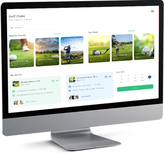 Desktop displaying golf management software