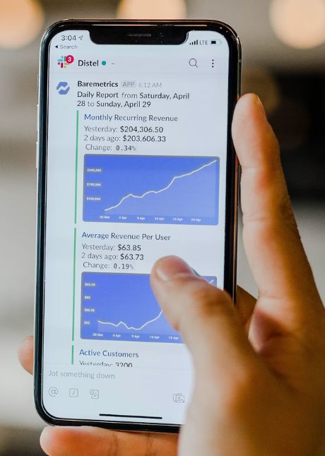 tablet displaying analytics dashboard with daily data for application maintenance and support statistics.