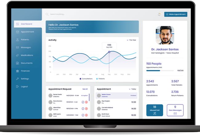 Laptop displaying Electronic Medical Record Graph and data