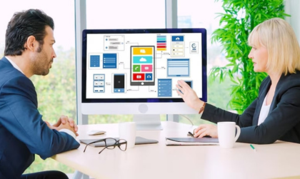 Laptop displaying custom database dashboard created with database development services by RBCH.
