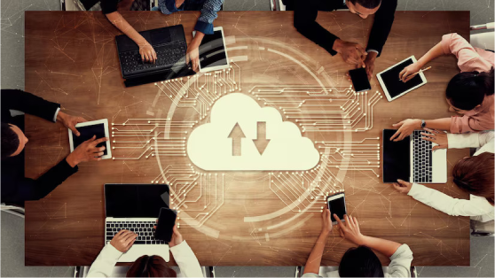 Desktop and brand logos representing RBCH’s Cloud Application Development Partnerships